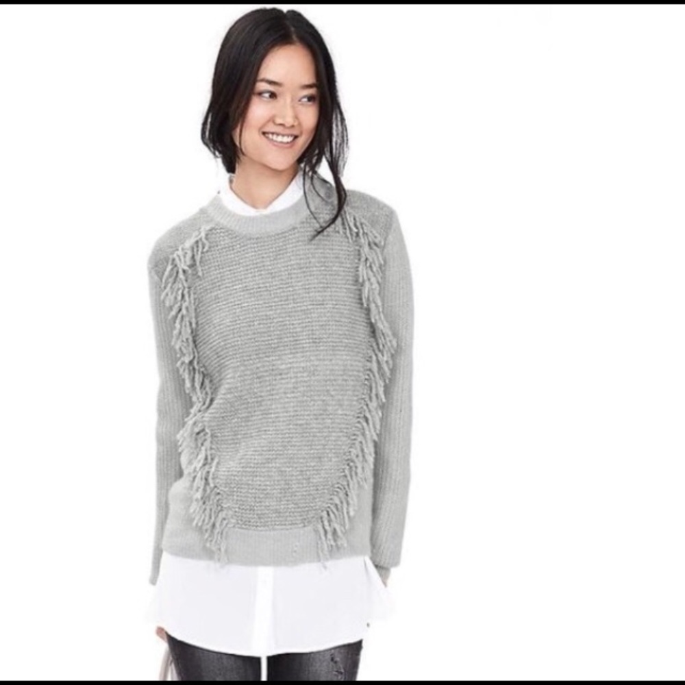 Banana Republic Gray Fringe Sweater - XL